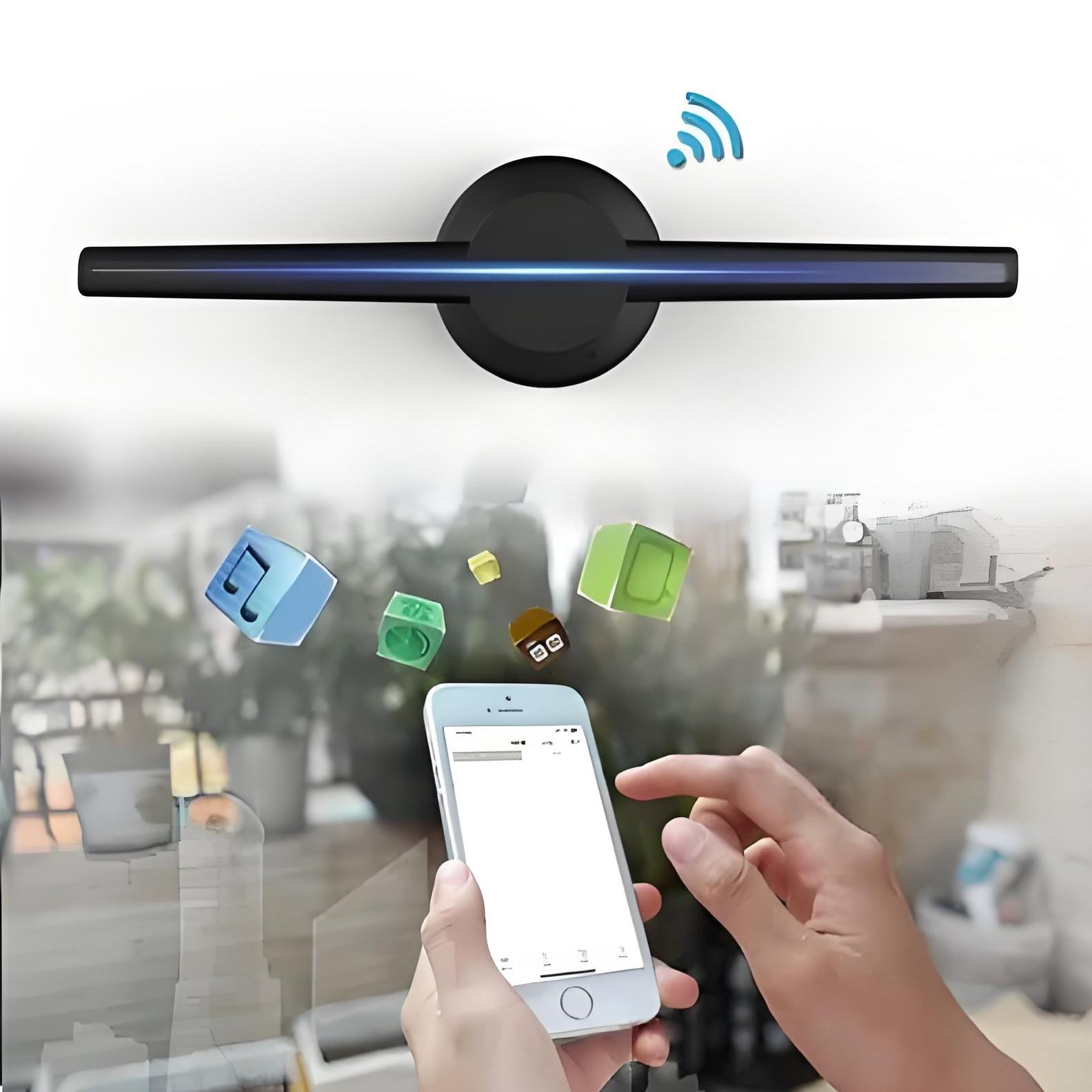 How does the 3D hologram fan create a futuristic visual experience?